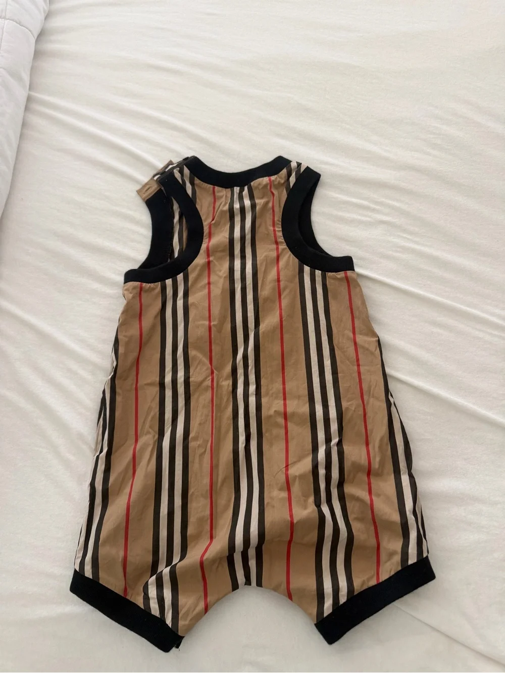Burberry Black and Beige Striped Trim Tank Top